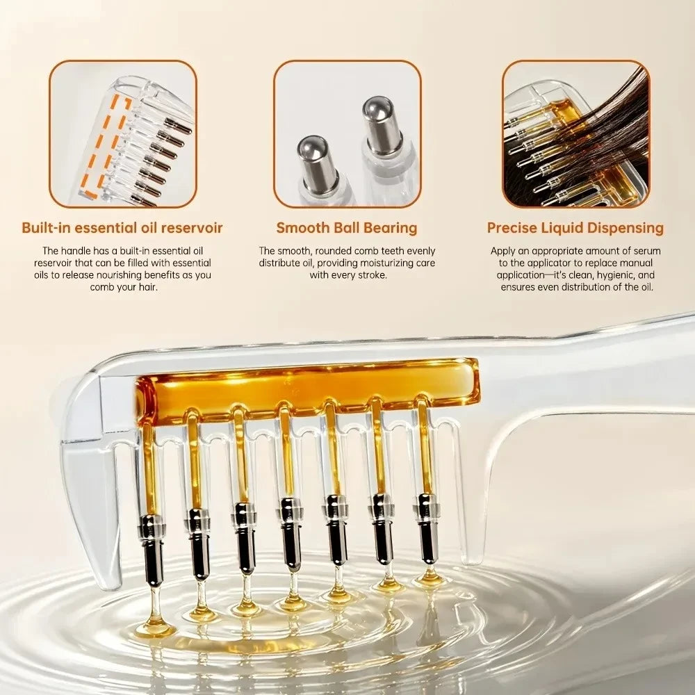 Scalp Applicator Liquid Comb Essential Oil Infusion Hair Comb Rolling Ball Scalp Massager  Essential  Applying Hair Styling Tool