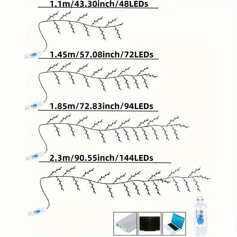Willow Vine Light USB Powered Tree Branch Bendable Branches 8 Modes Fairy Light for Home Bedroom Wall Outdoor Parties Holiday