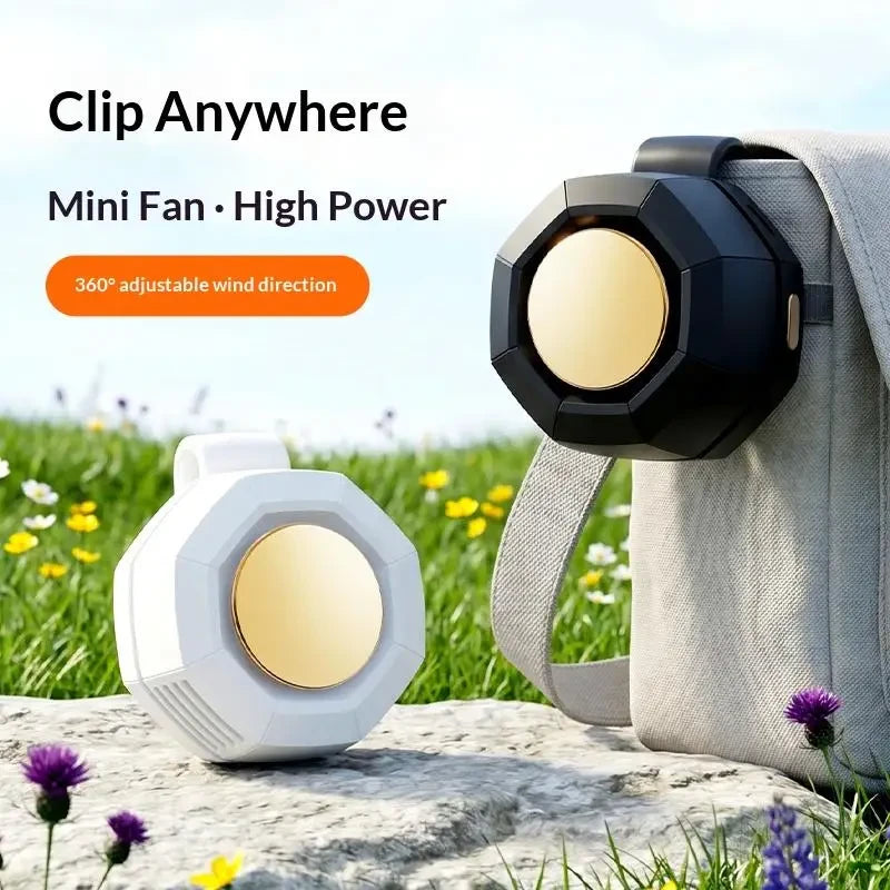 Portable Fan Mini Handheld Rechargeable Bladeless Electric Fan Clip Waist Fan Suitable for Outdoor Ventilation Desktop Small Fan