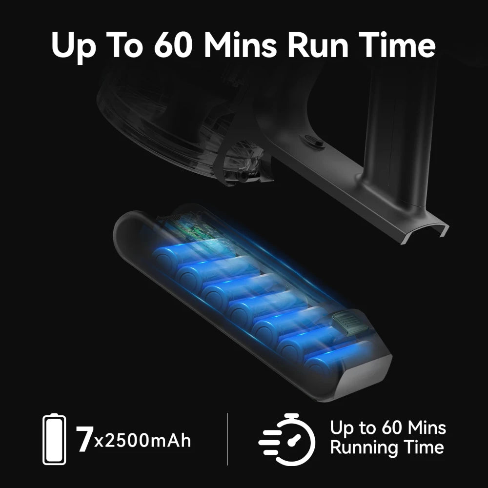 400W/≥28Kpa Cordless Vacuum Cleaner,Stick Vacuum with Touch Screen, Max 60 Mins Runtime,Wireless Vacuum Cleaners for Home,Anti-