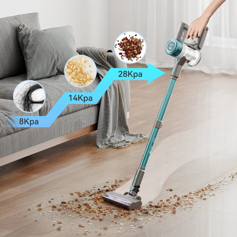400W/≥28Kpa Cordless Vacuum Cleaner,Stick Vacuum with Touch Screen, Max 60 Mins Runtime,Wireless Vacuum Cleaners for Home,Anti-