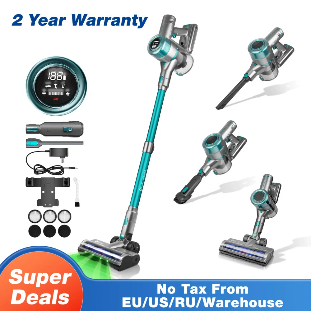 400W/≥28Kpa Cordless Vacuum Cleaner,Stick Vacuum with Touch Screen, Max 60 Mins Runtime,Wireless Vacuum Cleaners for Home,Anti-