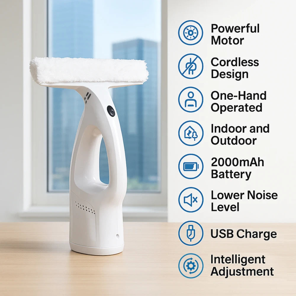 Handheld 3-in-1 Window Vacuum Cleaner Squeegee Cordless Electric with Measuring Cup And Charging Cable for Efficient Cleaning