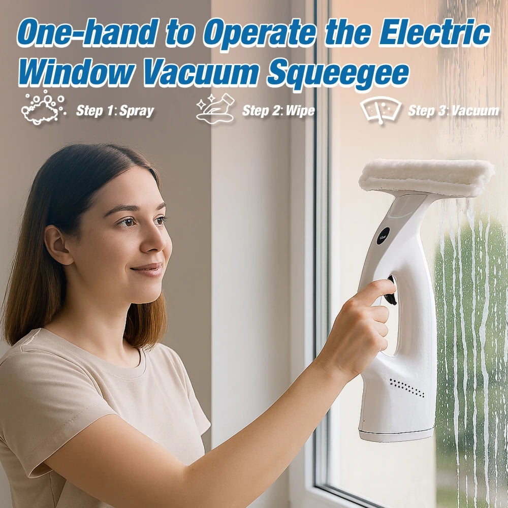 Handheld 3-in-1 Window Vacuum Cleaner Squeegee Cordless Electric with Measuring Cup And Charging Cable for Efficient Cleaning