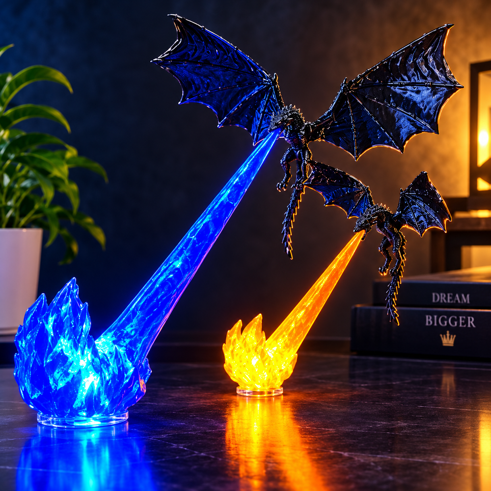Dragon Flame Decoration 3D Dragon Flame Book, suitable as a statue for dragon enthusiasts as a gift (without lights)