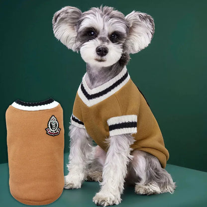 Autumn and winter knitted vest V-neck college style pet clothes vest Teddy Winter Warm Pet Sweater College Style Puppy Knitwear